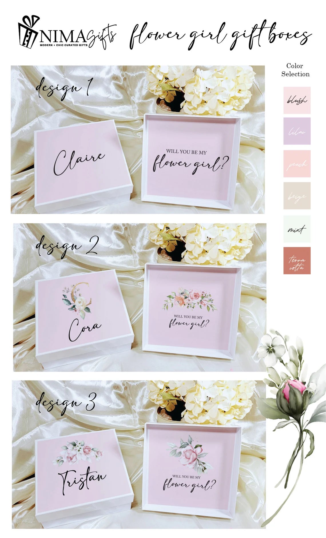 Burgundy Flower Girl Proposal Box Gift Set, Flower Sunglasses, Maroon Junior Bridesmaid, Flower Girl Box, Red Flower Girl Gift Box-FGGB003Burgundy