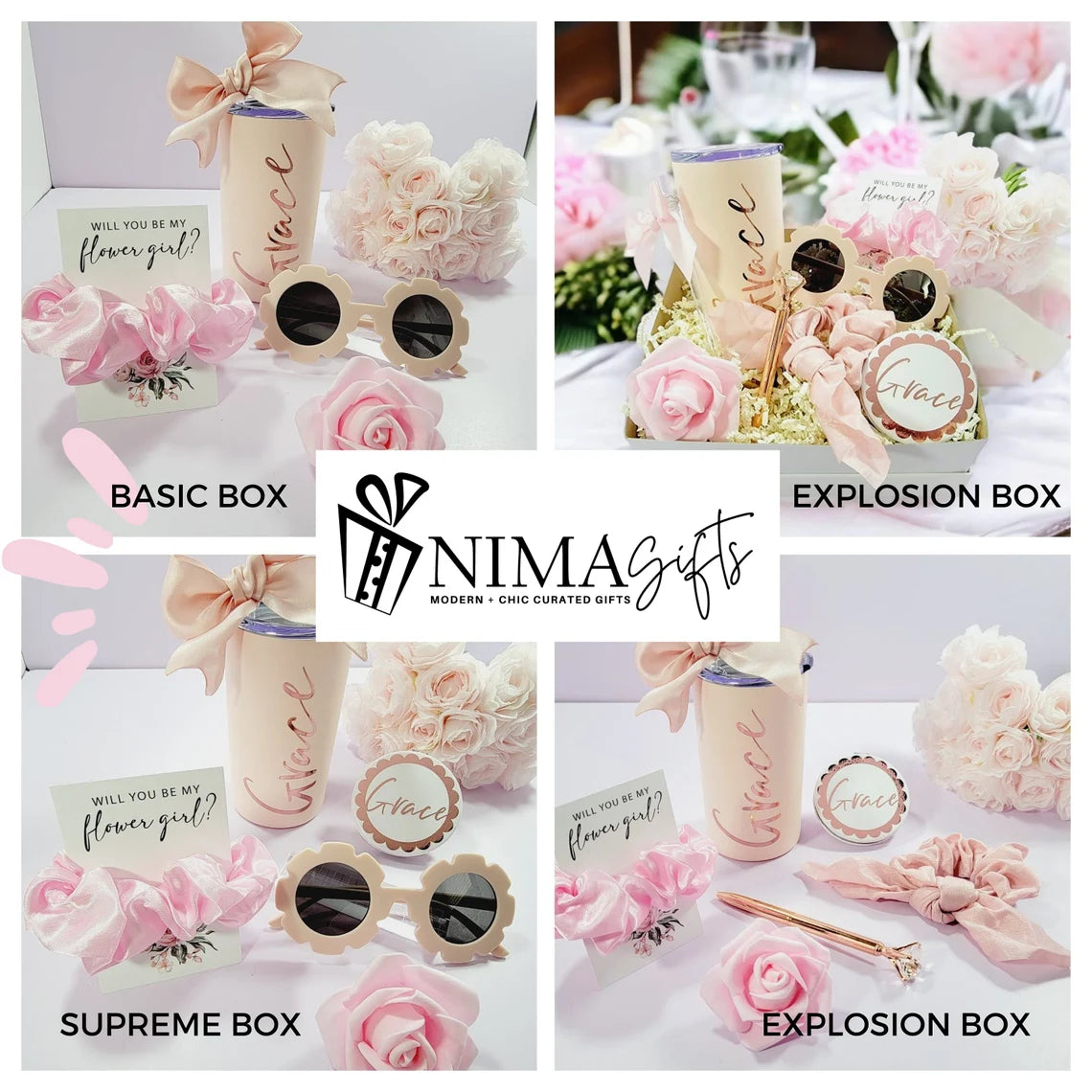 Burgundy Flower Girl Proposal Box Gift Set, Flower Sunglasses, Maroon Junior Bridesmaid, Flower Girl Box, Red Flower Girl Gift Box-FGGB003Burgundy