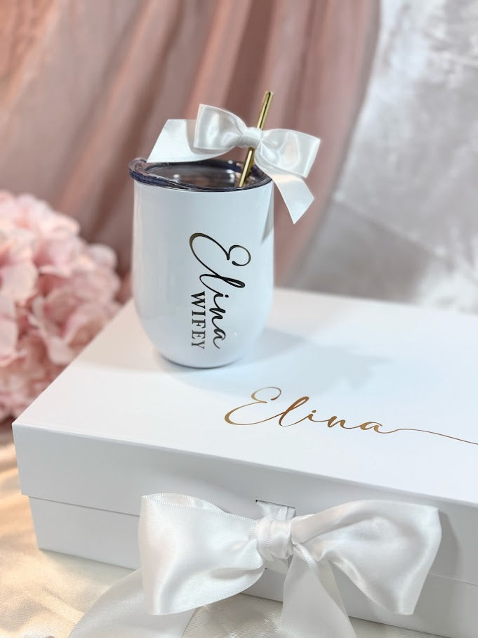 Engraved Wedding Tumblers – Custom Wine, Glass & Stainless Steel Cups for Bridesmaids & Groomsmen (12oz–20oz, Personalized) - EWT01