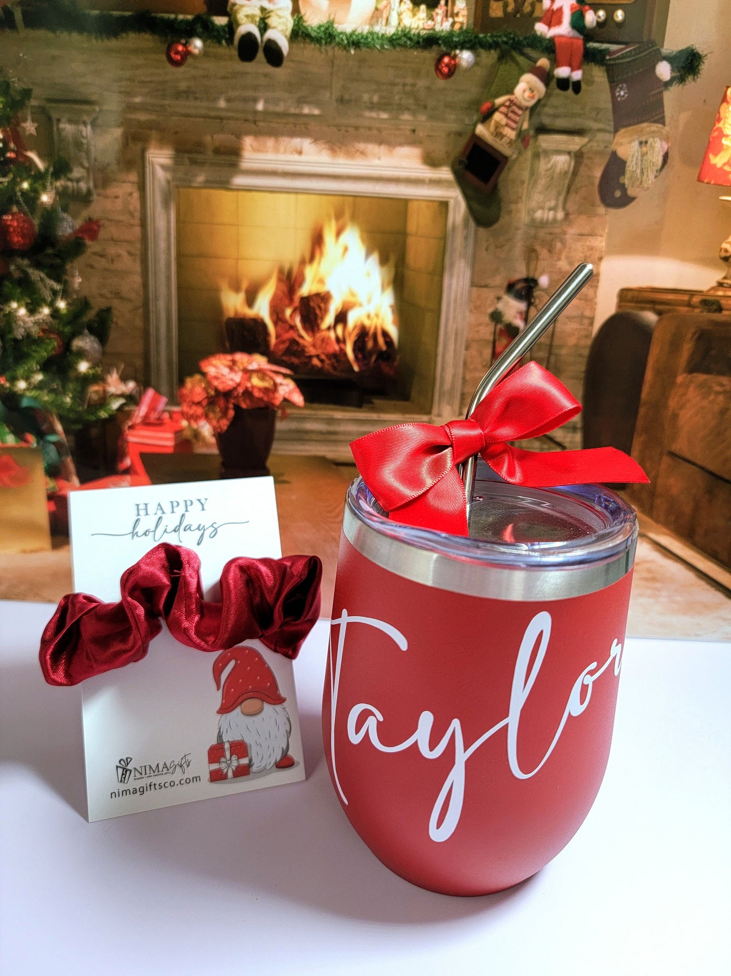 Personalized Christmas Wine Tumbler Gift for Her, Christmas Gifts Wine Glass Gift for Him, Gift for Women, Custom Wine Tumbler