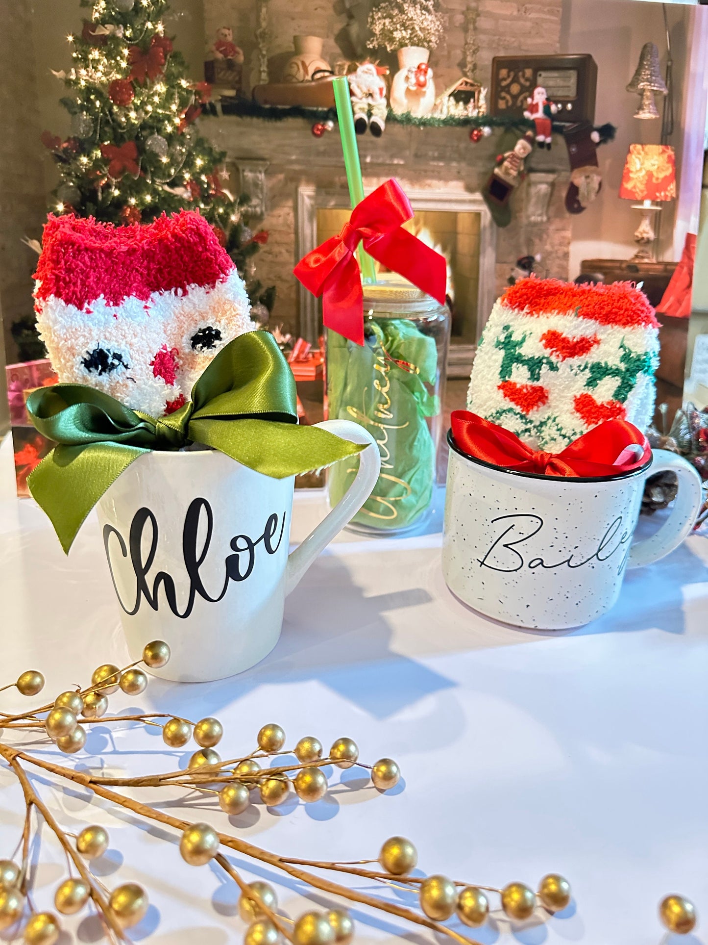 Christmas Gifts Box for Women with Iced Coffee Cup & Cozy Christmas Socks, Best Friend Gifts Christmas Basket for Her, Care Package - CGB37