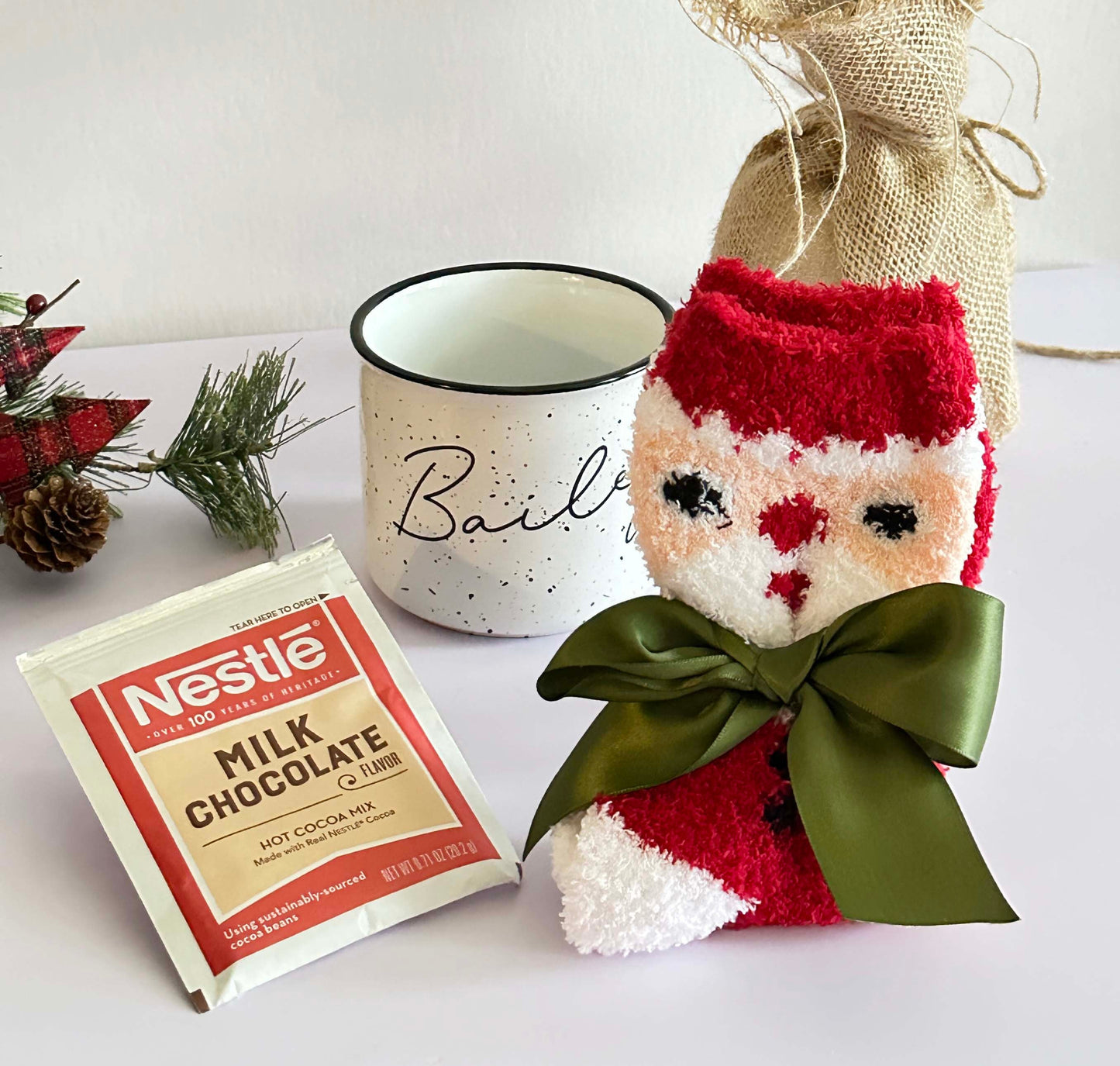 Christmas Gifts Box for Women with Iced Coffee Cup & Cozy Christmas Socks, Best Friend Gifts Christmas Basket for Her, Care Package - CGB37