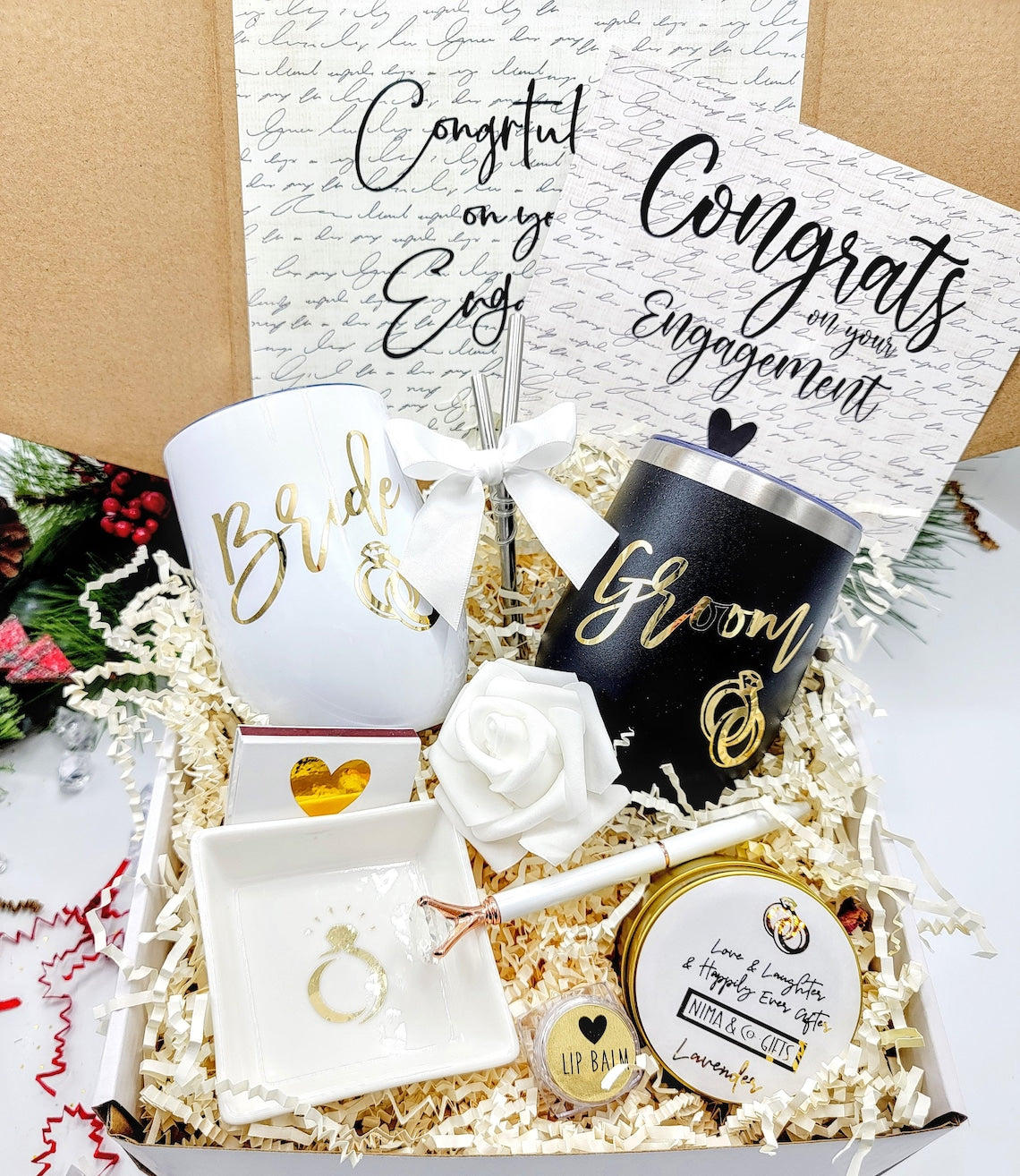 Engagement Gift Box for Couple Unique Bride and Groom Gift, Wedding Gifts Box, Engagement Gifts for Couple-EGFC002C