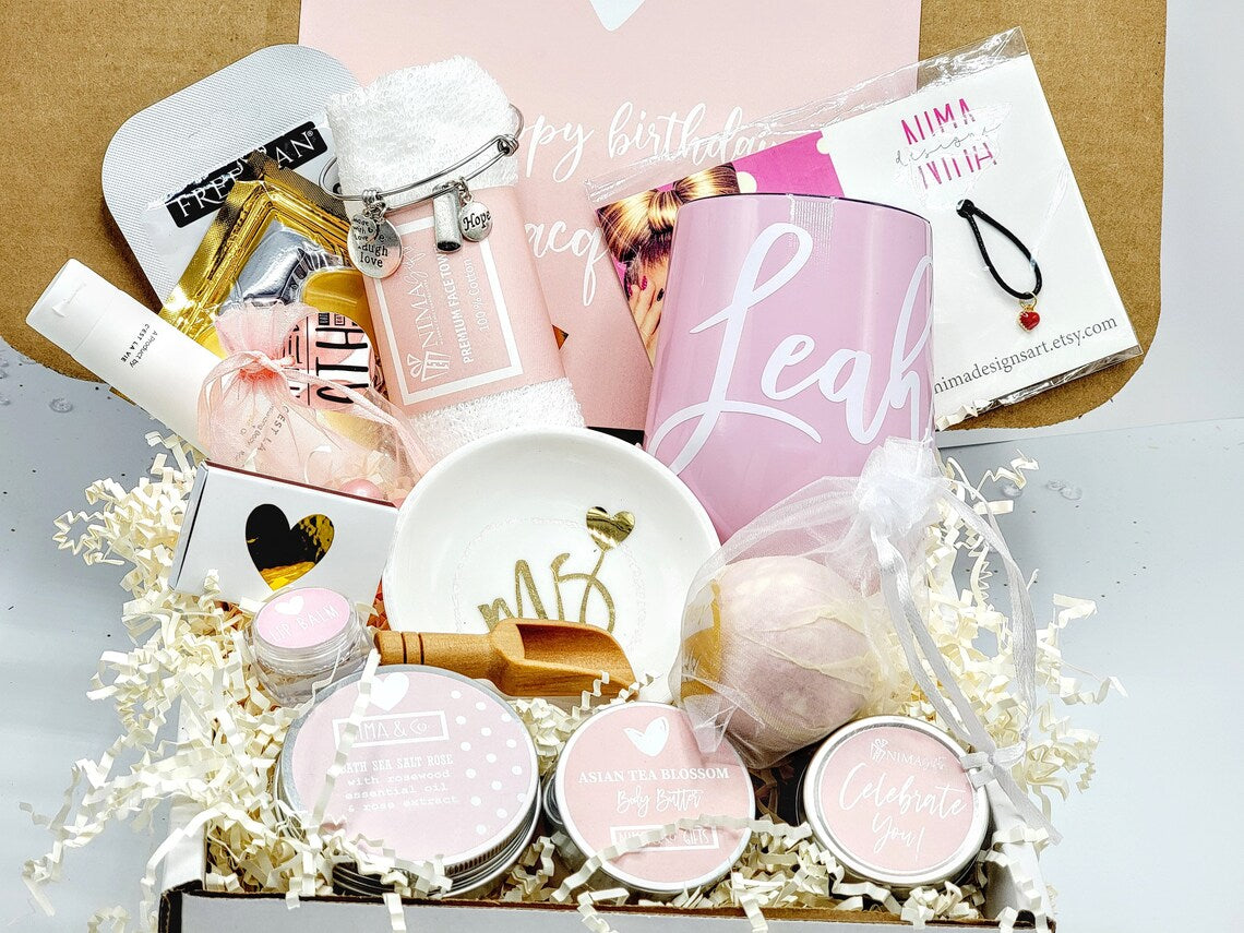 Birthday Gifts For Her Personalized Birthday Gift Basket For Women Best Friend Birthday, Spa Gift Set, Gift Box for Her-BDGB013