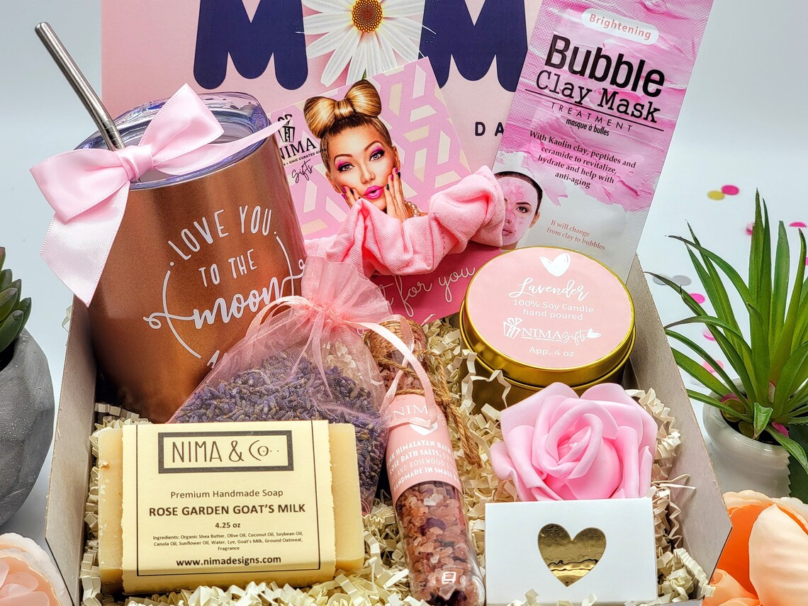Mother’s Day Spa Gift Box | Personalized Gift for Mom | Luxurious Wine Tumbler, Candle & Bath Essentials for Relaxation & Pampering - MDGB002