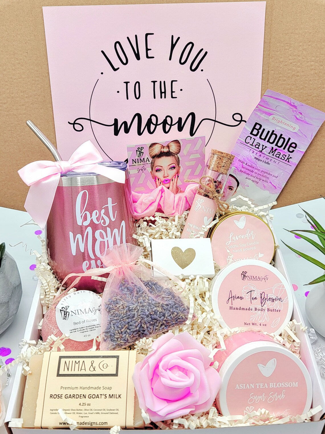 Mother’s Day Spa Gift Box | Personalized Gift for Mom | Luxurious Wine Tumbler, Candle & Bath Essentials for Relaxation & Pampering - MDGB002
