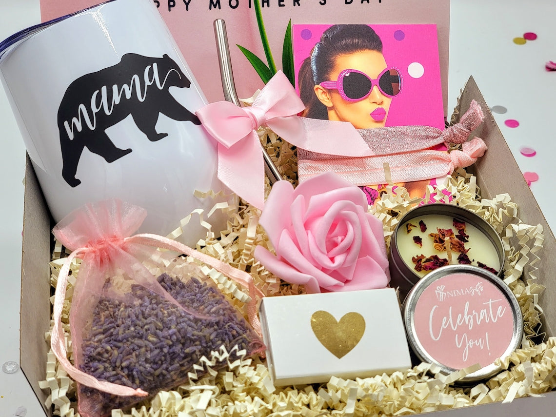 Mother’s Day Spa Gift Box | Personalized Gift for Mom | Luxurious Wine Tumbler, Candle & Bath Essentials for Relaxation & Pampering - MDGB002