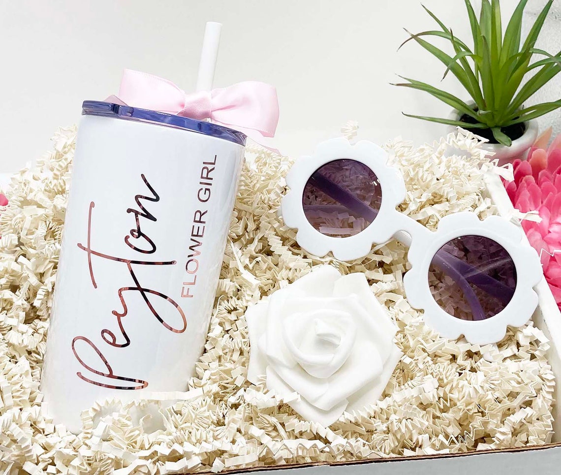 Flower Girl Proposal Box Gift, Flower Girl Sunglasses Gift Set, Jr Bridesmaid Gifts, Flower Girl Cup, Flower Girl Gift Box-FGGB001