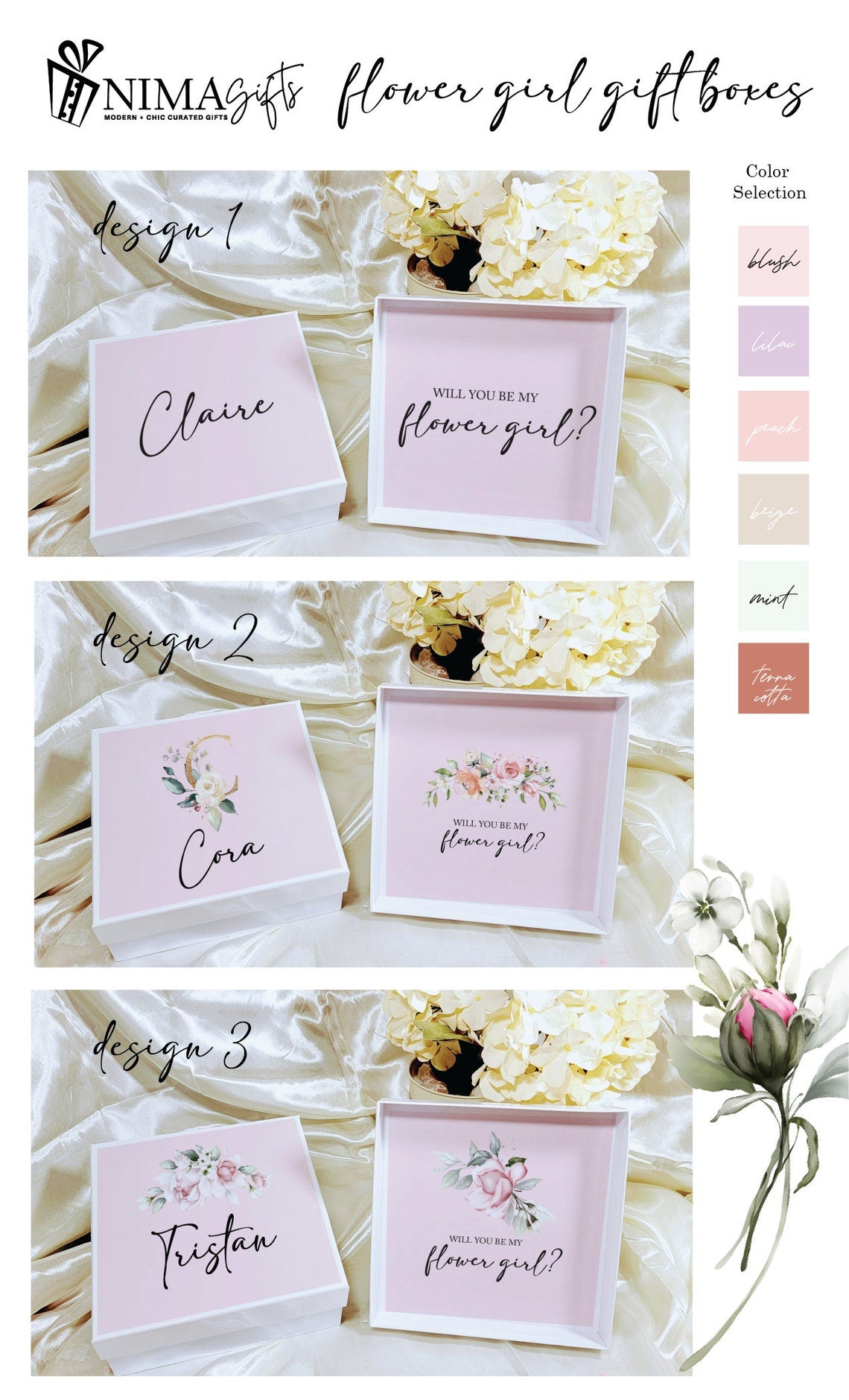 Flower Girl Proposal Box Gift, Flower Girl Sunglasses Gift Set, Jr Bridesmaid Gifts, Flower Girl Cup, Flower Girl Gift Box-FGGB001