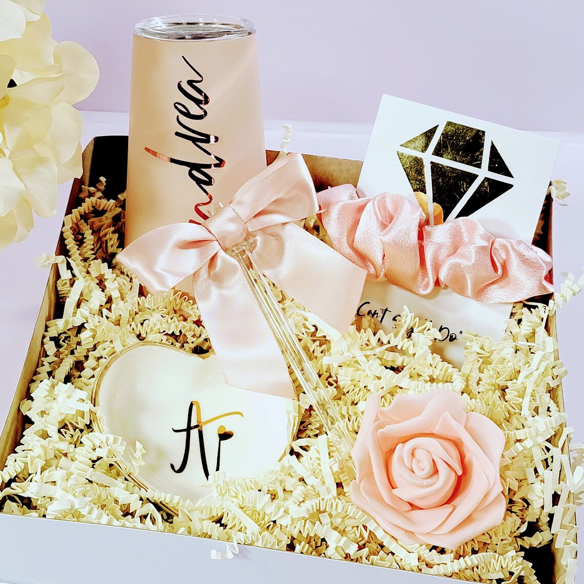 Will You Be My Bridesmaid Proposal Box Set Gold & Blush, Personalized Bridesmaid Gift Set, Maid of Honor Bridesmaid Gift Box - BMPB011