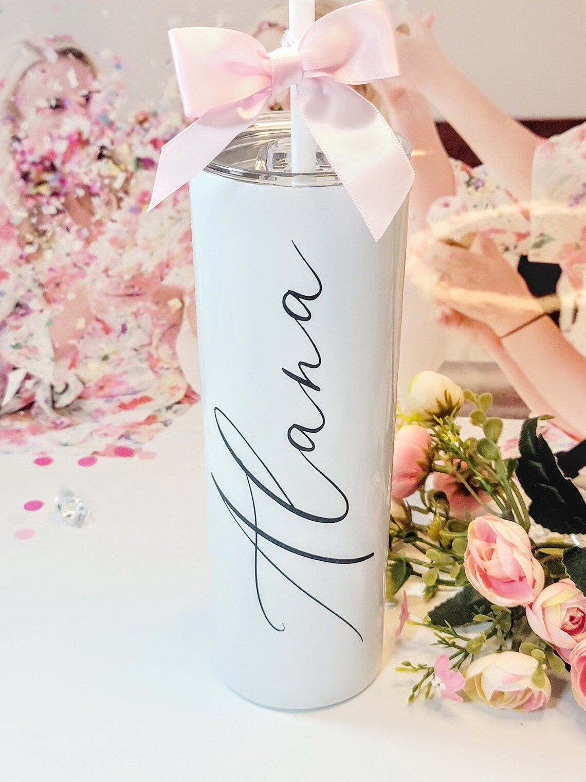 Bridesmaid Tumbler Maid of Honor Gift, Bridesmaid Proposal Bridal Party Gift Personalized Tumbler 20oz + Straw Bachelorette Party - BDWT002