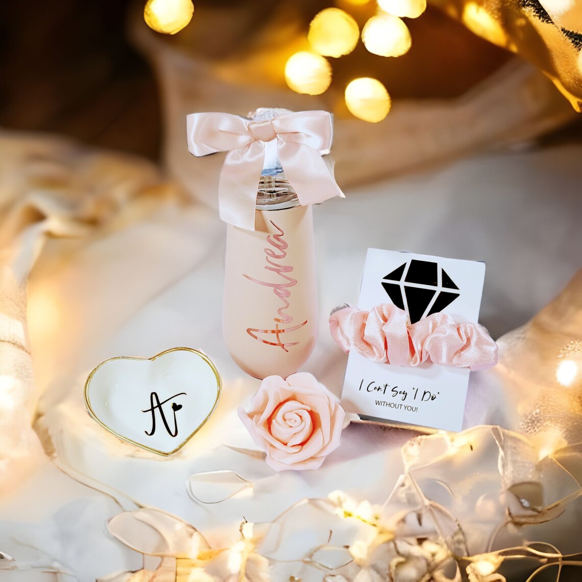 Will You Be My Bridesmaid Proposal Box Set Gold & Blush, Personalized Bridesmaid Gift Set, Maid of Honor Bridesmaid Gift Box - BMPB011