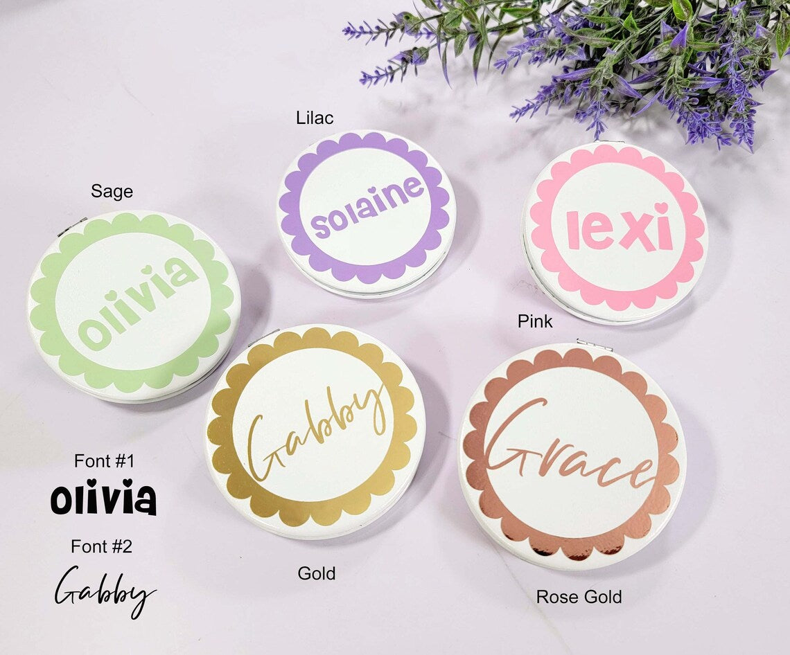Flower Girl Proposal Gift Compact Mirror, Junior Bridesmaid Gift, Flower Girl Pink Purple Sage Gold Accessories, Pocket Mirror - FGCM02