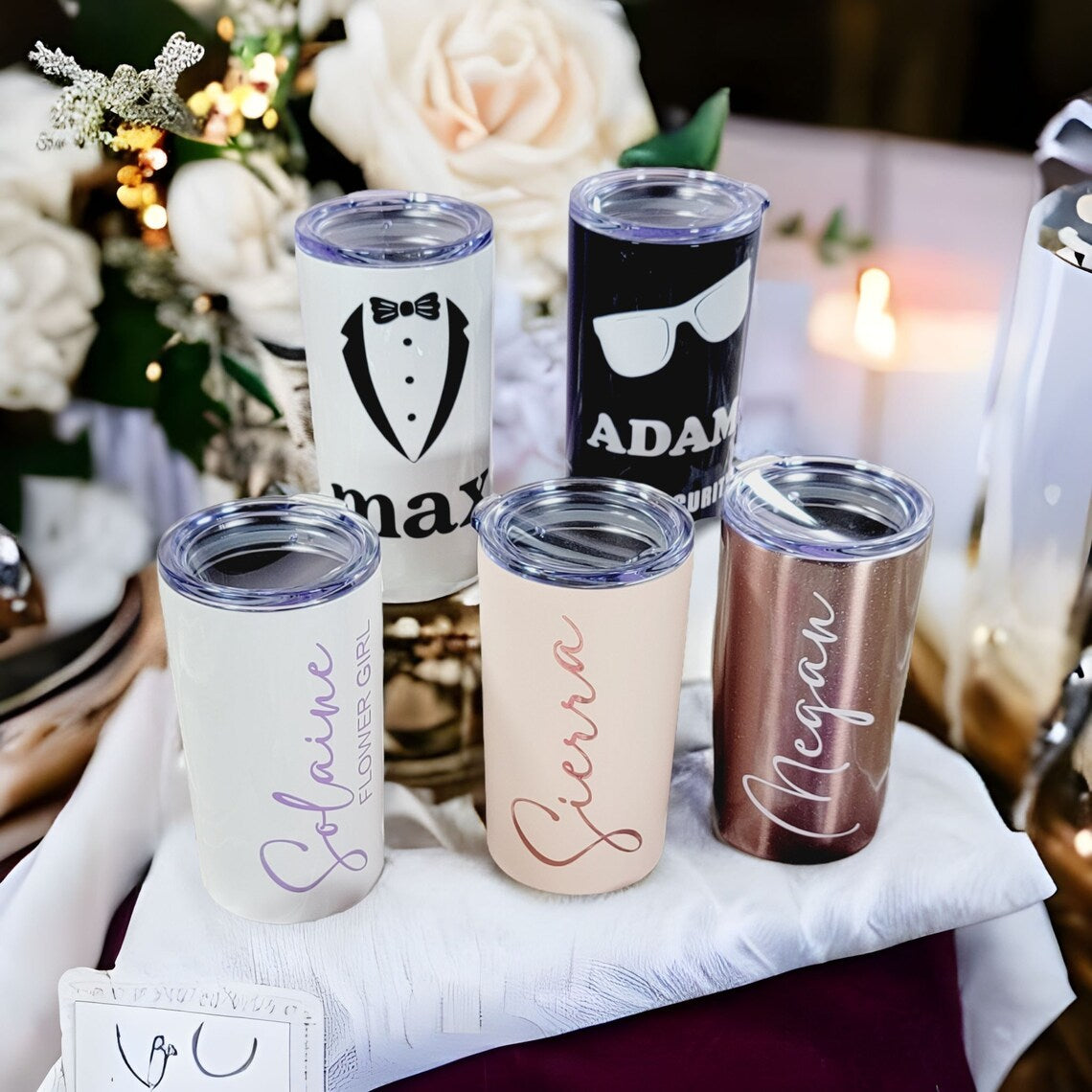 Flower Girl Tumbler, Skinny Mini Personalized Tumbler, Custom Kids Cup, Flower Girl Gift, Ring Bearer Gift Tumbler, Birthday Gift - FGTG001
