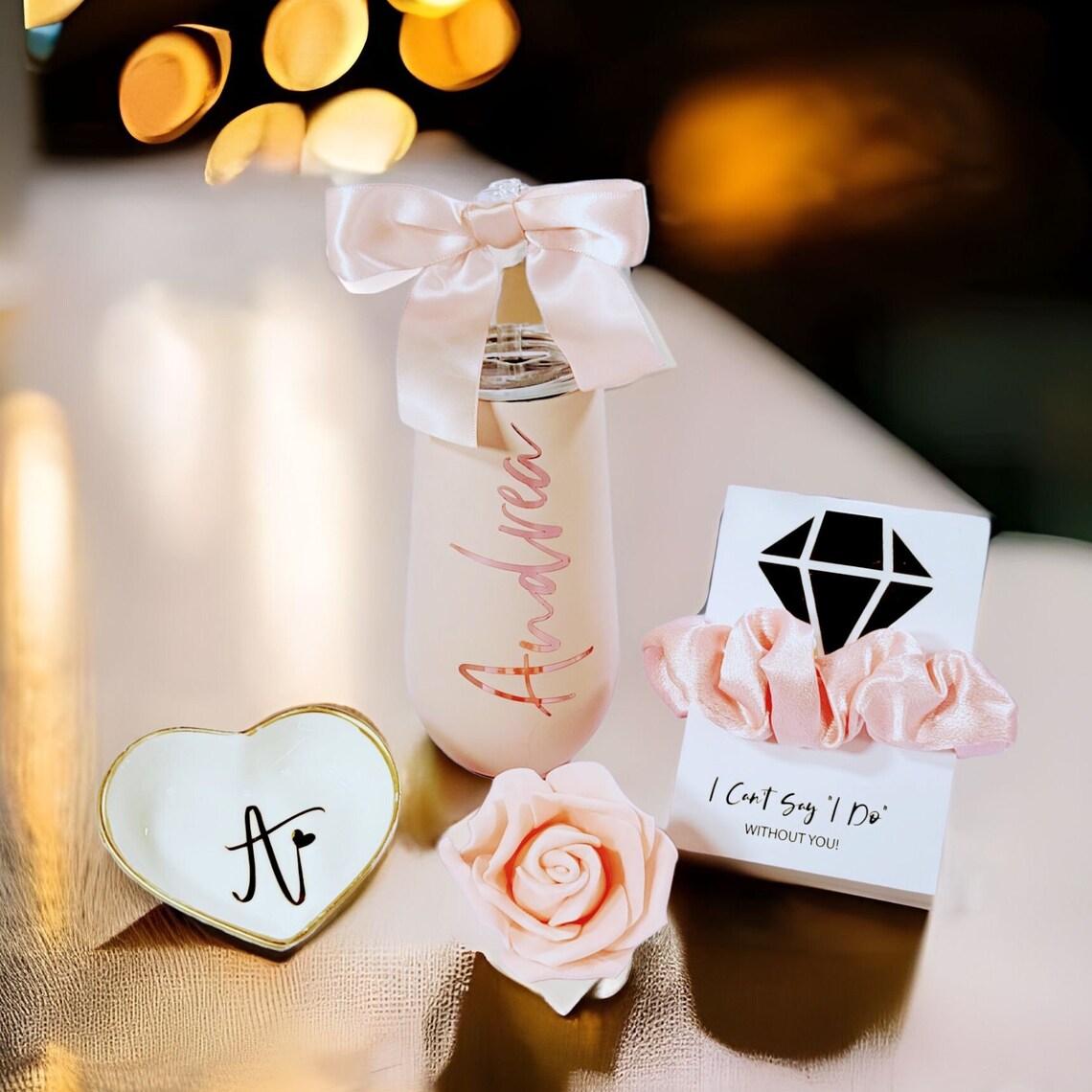 Will You Be My Bridesmaid Proposal Box Set Gold & Blush, Personalized Bridesmaid Gift Set, Maid of Honor Bridesmaid Gift Box - BMPB011