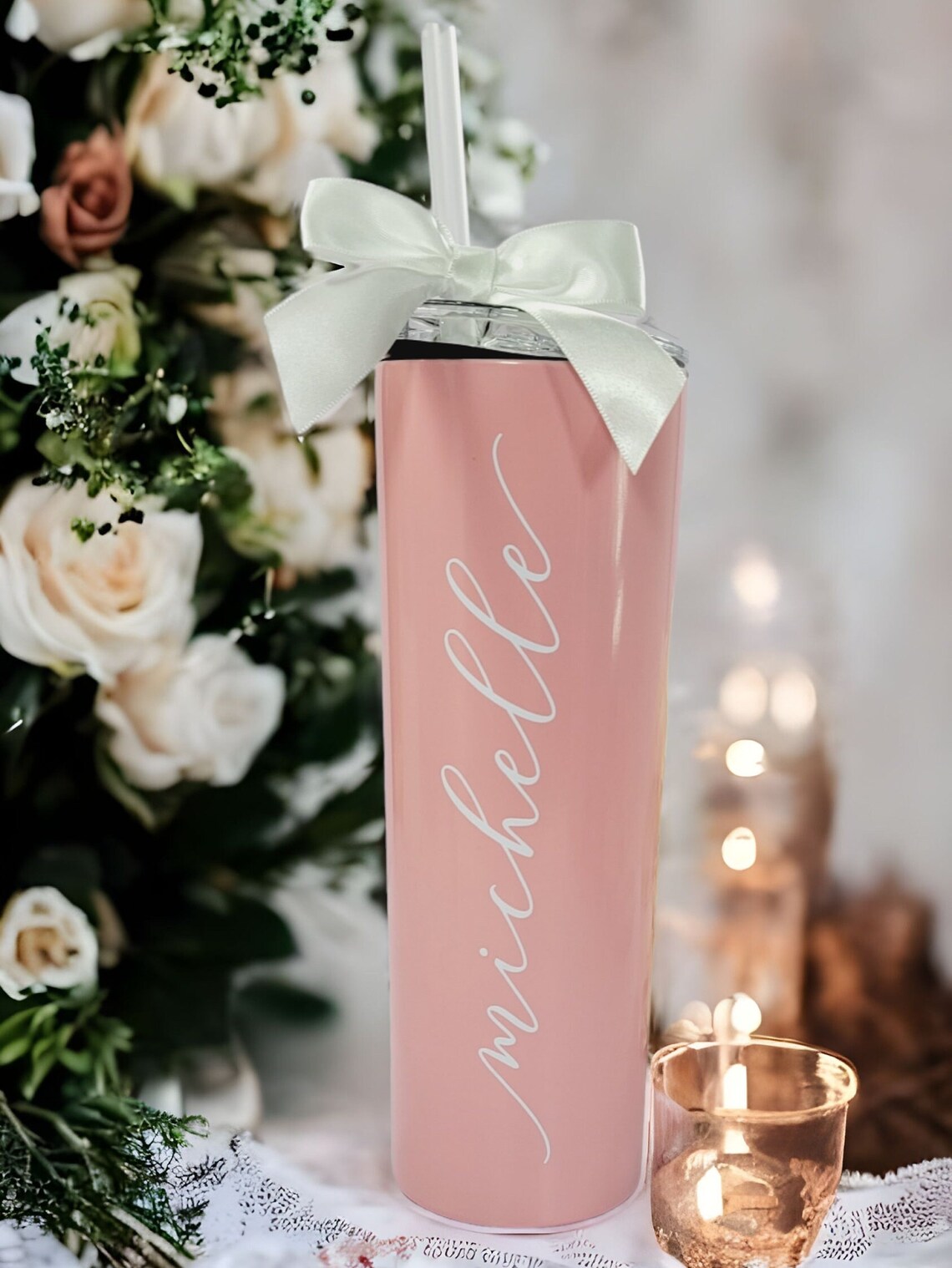 Bridesmaid Tumbler Maid of Honor Gift, Bridesmaid Proposal Bridal Party Gift Personalized Tumbler 20oz + Straw Bachelorette Party - BDWT002