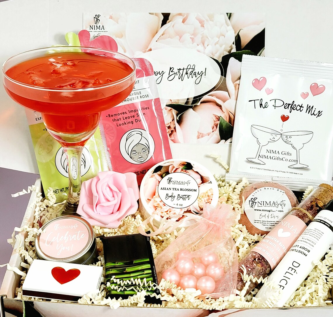 Margarita & Spa Birthday Gifts for Her, Best Friend Gift, 30th Birthday or 40th Birthday Gifts for Women, Birthday Gift Basket- MDGB016