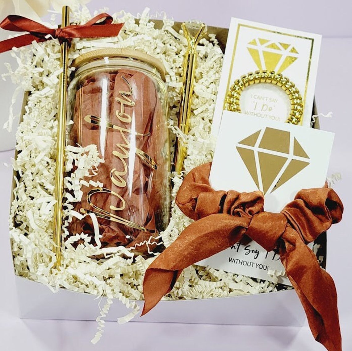 Bridesmaid Proposal Box, Terracotta Wedding Will You Be My Bridesmaid Gift Box, Maid of Honor Glass Tumbler, I Can't Say I Do Without You