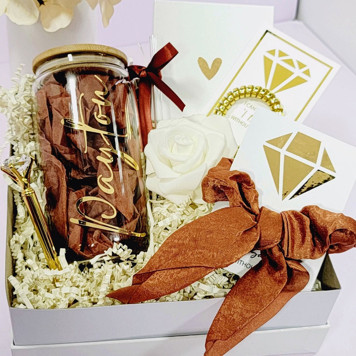 Bridesmaid Proposal Box, Terracotta Wedding Will You Be My Bridesmaid Gift Box, Maid of Honor Glass Tumbler, I Can't Say I Do Without You