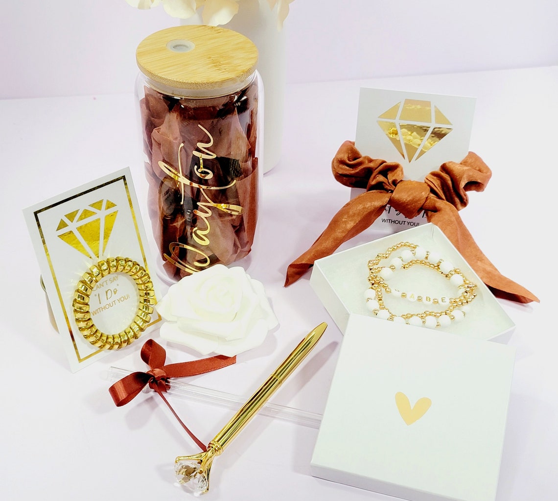 Bridesmaid Proposal Box, Terracotta Wedding Will You Be My Bridesmaid Gift Box, Maid of Honor Glass Tumbler, I Can't Say I Do Without You