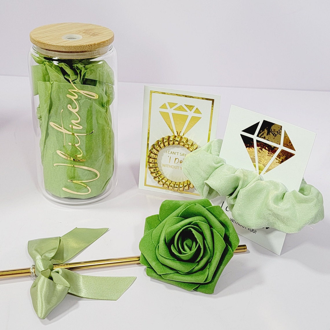 Bridesmaid Proposal Box Set for Sage Wedding, Will You Be My Bridesmaid Gift Box, I Can't Say I do Without You Bridesmaid Gift - BMPB045