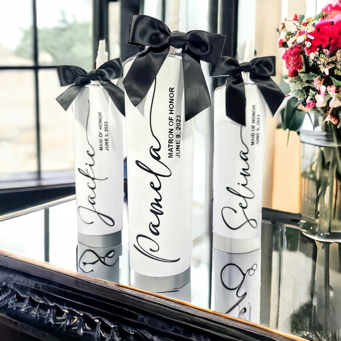 Bridesmaid Tumbler Maid of Honor Gift, Bridesmaid Proposal Bridal Party Gift Personalized Tumbler 20oz + Straw Bachelorette Party - BDWT002
