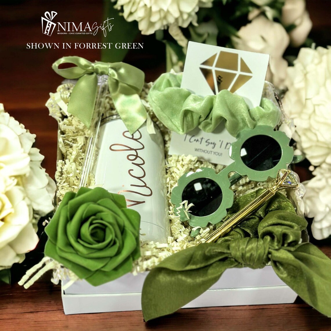 Flower Girl Proposal Gift Box Sage Green, Flower Girl Gift Set, Flower Sunglasses, Junior Bridesmaid Set, Terracotta Flowergirl Gift-FGGB006