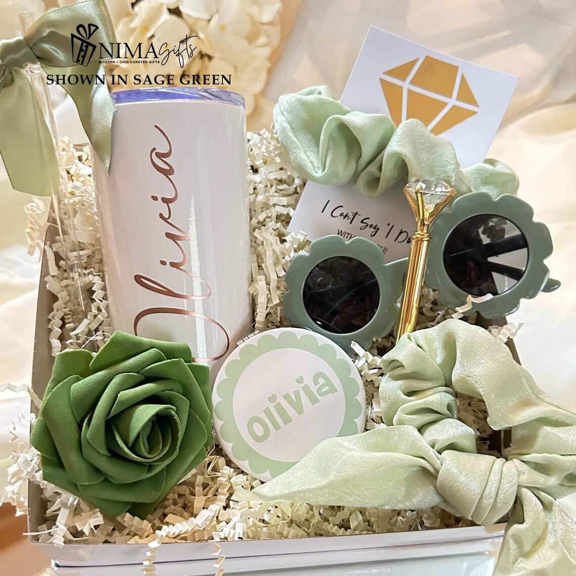 Flower Girl Proposal Gift Box Sage Green, Flower Girl Gift Set, Flower Sunglasses, Junior Bridesmaid Set, Terracotta Flowergirl Gift-FGGB006