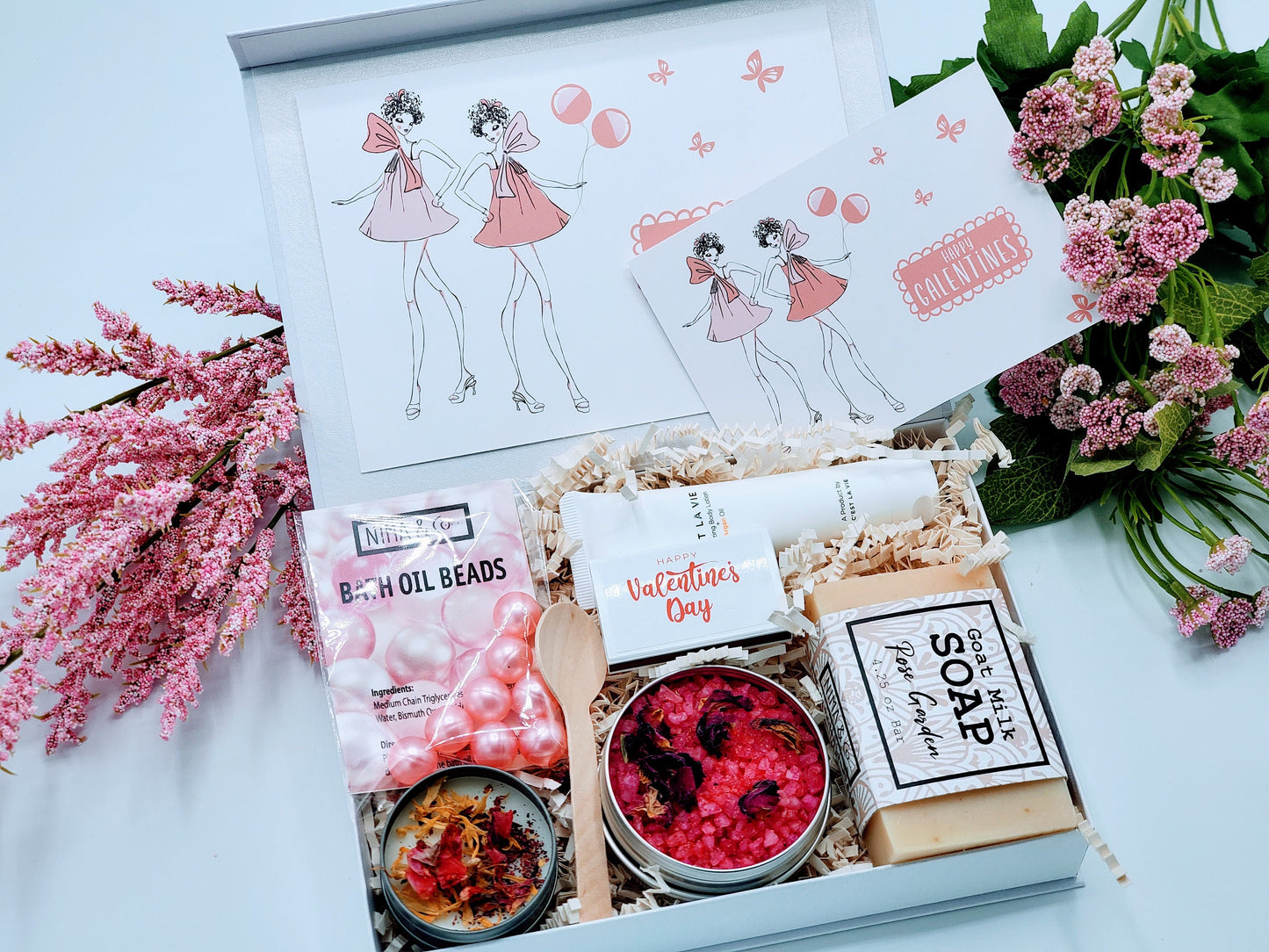 Personalized birthday spa gift box for women from NIMA Gifts, featuring relaxing spa products in a beautiful gift set for her.