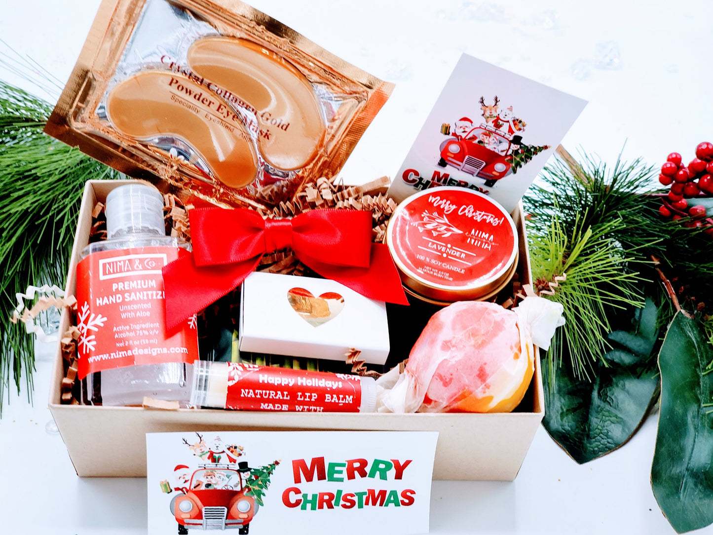 Christmas Spa Gift Set For Her, Unique Holiday Gift Baskets For Women, Bulk Gifts for Coworkers, Employee Christmas Gifts - CSB5