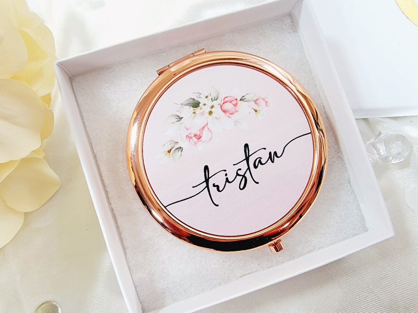 Personalized Bridesmaid Compact Mirror, Rose Gold Compact Mirror, Monogram Pocket Mirror, Bridesmaid Proposal Gift, Bridesmaid Gift For Her