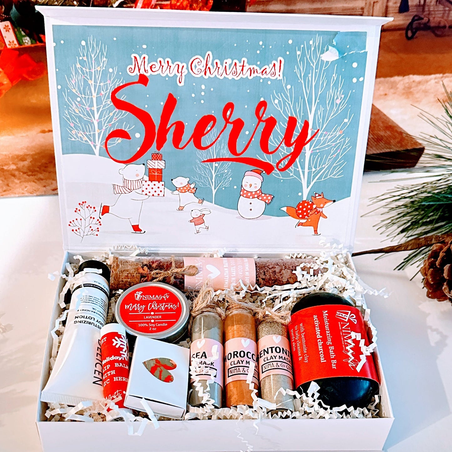 Christmas Gift Box for Her Spa Gift Set, Christmas Gifts for Women, Christmas Gifts for Best Friend, Holiday Gifts for Mom, Spa Set - CSB4