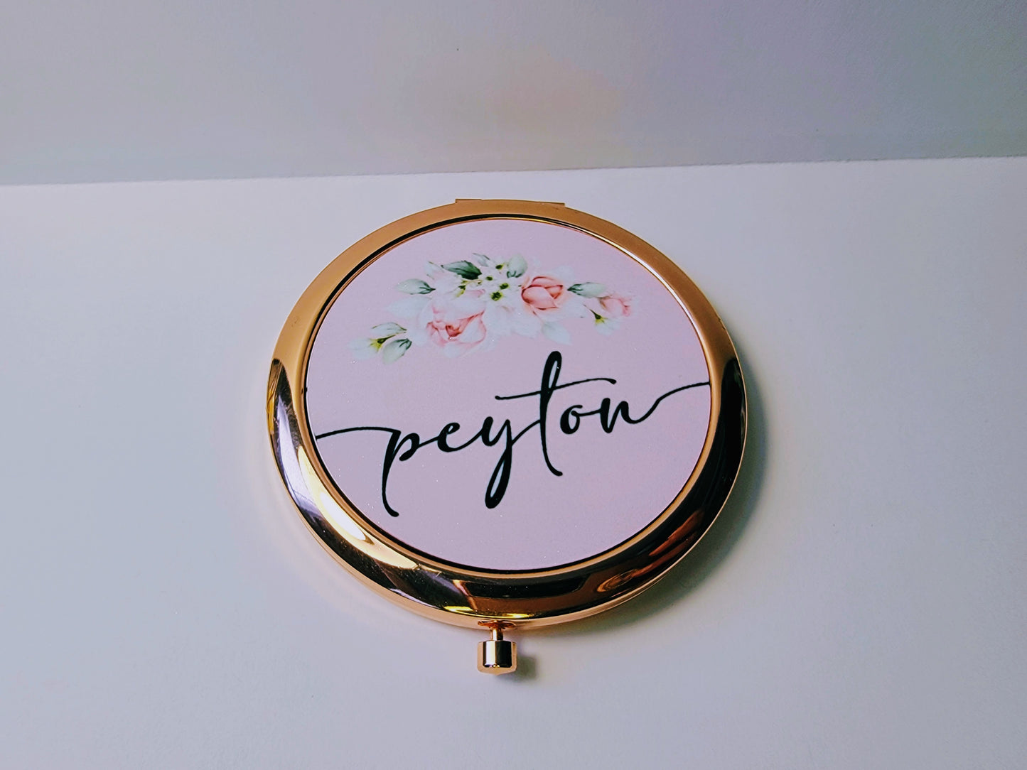 Personalized Compact Mirror – Floral Initial Bridesmaid, Flower Girl, Thank You & Birthday Gift - BPGM01