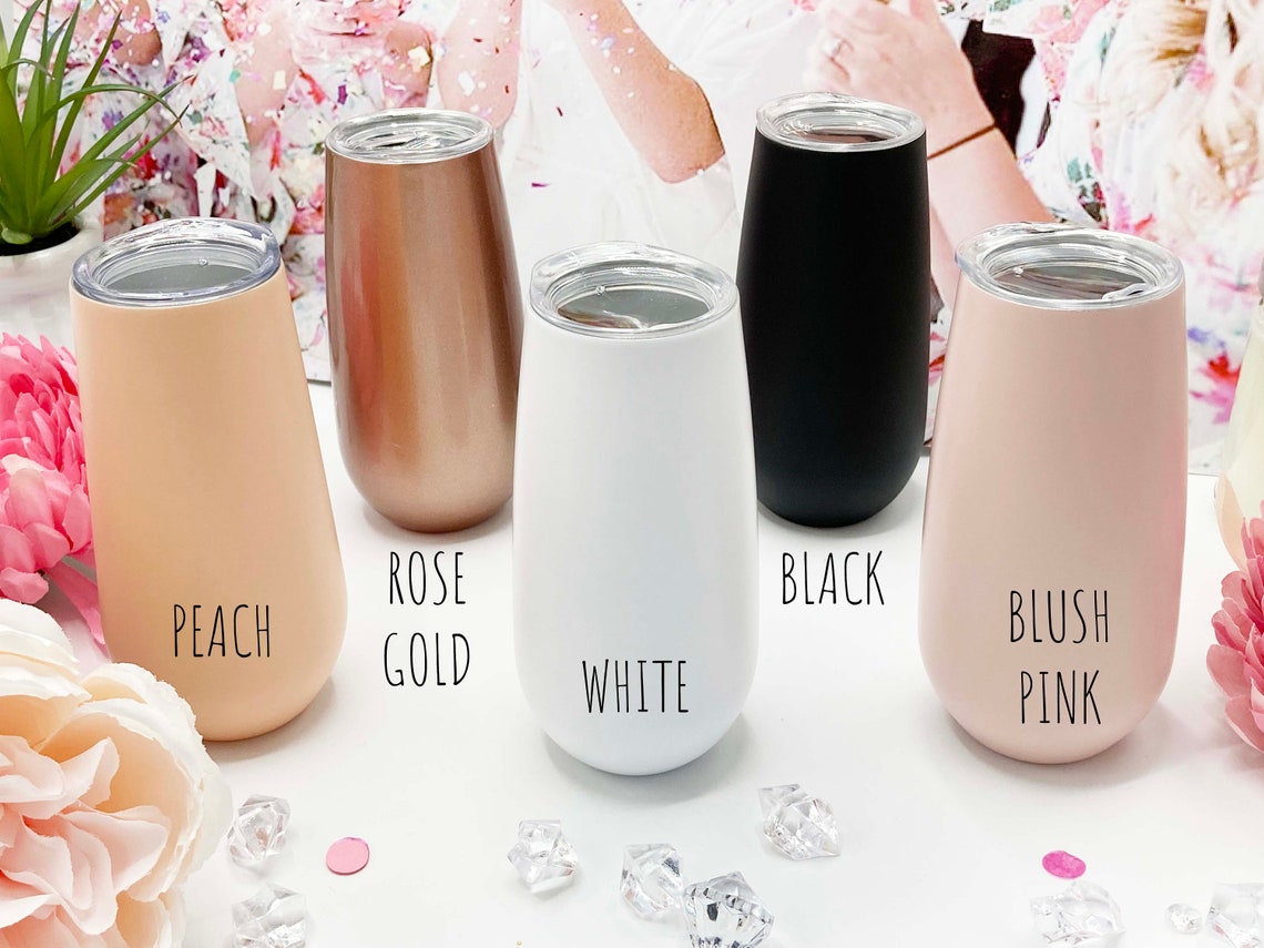 Personalized Bridesmaid Proposal Gift - 6oz Stemless Champagne Flute Tumbler | Bridesmaid Glass BDT01