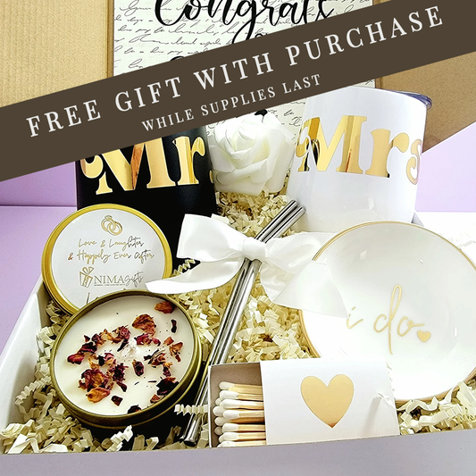 Bride & Groom Gift – Personalized Engagement Gift for Couple, Luxury Engagement Box, Newly Engaged Keepsake Set, Custom Couple Gift – EGFC03