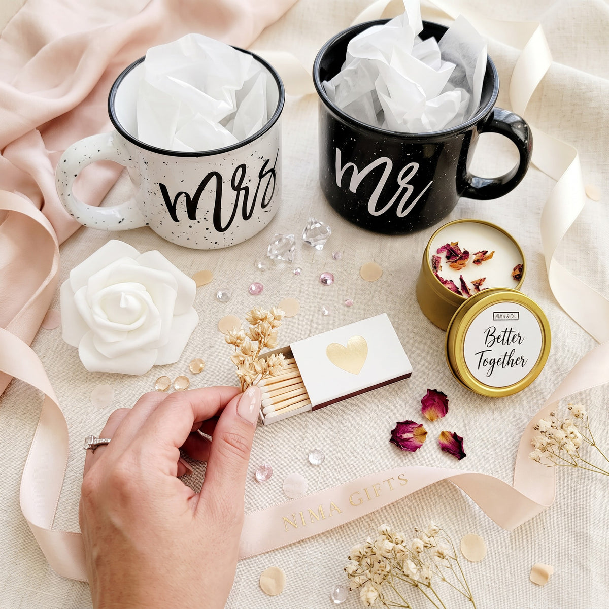 Personalized Engagement Gift Box for Couple | Mr and Mrs Mug Gift Set