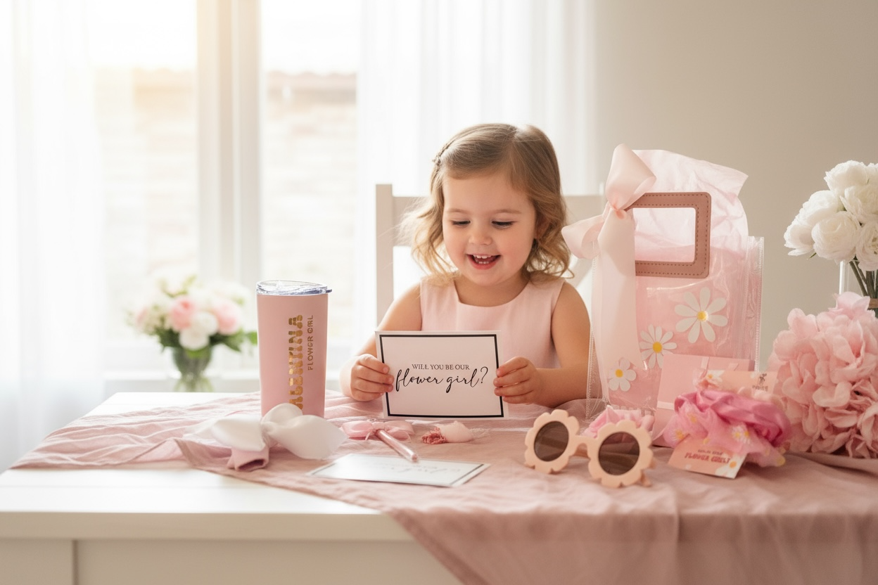 Flower Girl Proposal Box or Gift Bag – Personalized Gift for Junior Bridesmaid - FGGB009