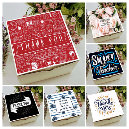 NIMA Gifts end of year teacher gift box with coffee-themed appreciation basket, featuring decorative packaging and gift items for teachers