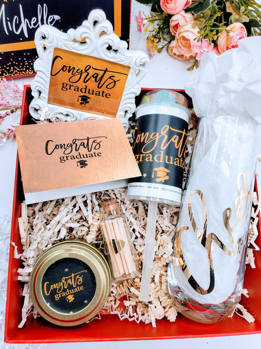 Celebrate the Class of 2026 with a Personalized Graduation Gift Box! Perfect for College & Masters Grads. Congrats, Grad! Make it memorable – GGB01