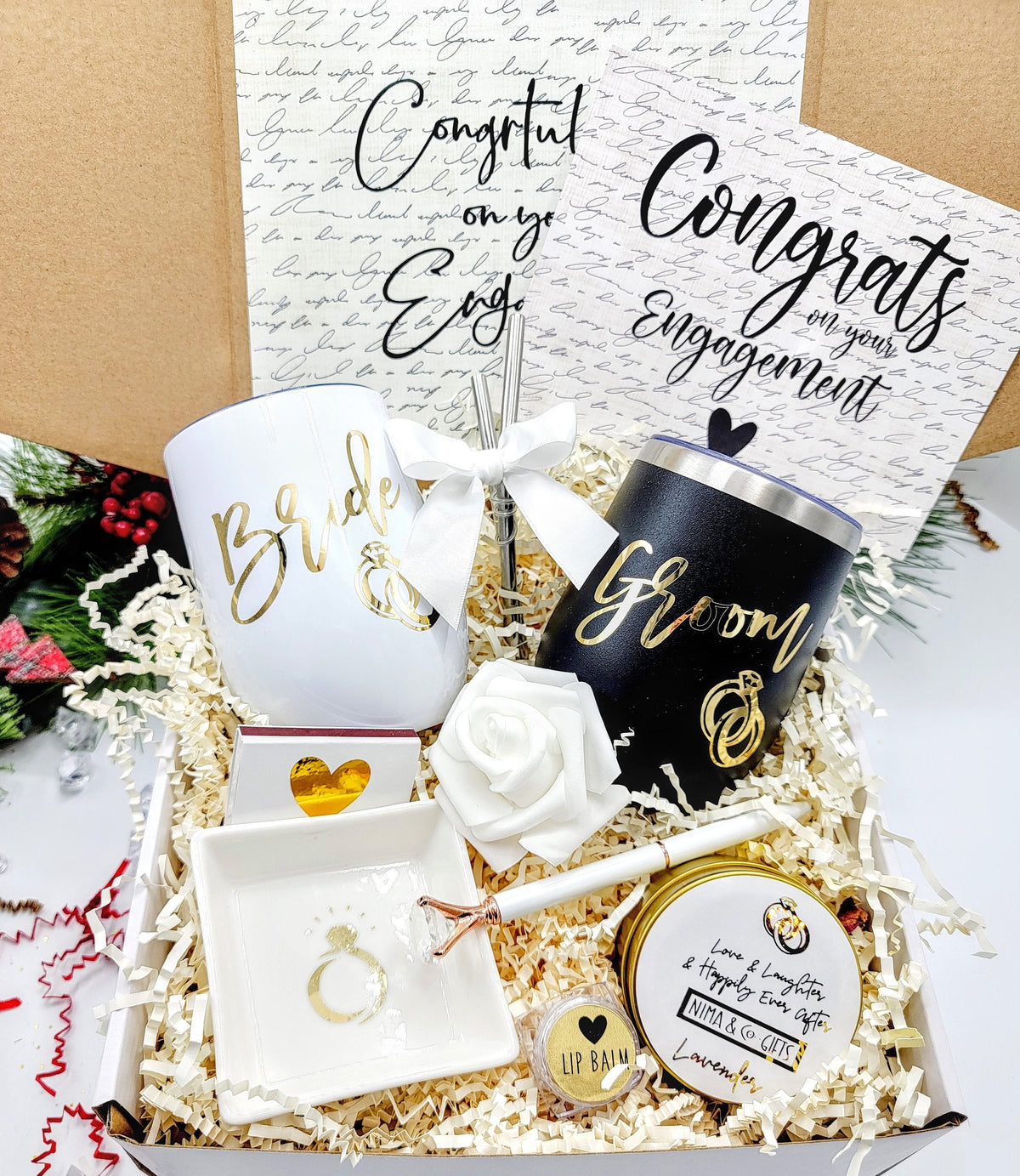 Personalized Engagement Gift Box for Couple | Mr & Mrs Keepsake Gift | NIMA Gifts
