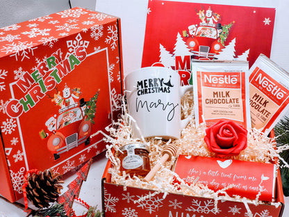 Christmas gift box for women by My Store, festive holiday gift basket with treats and accessories for her and friends.