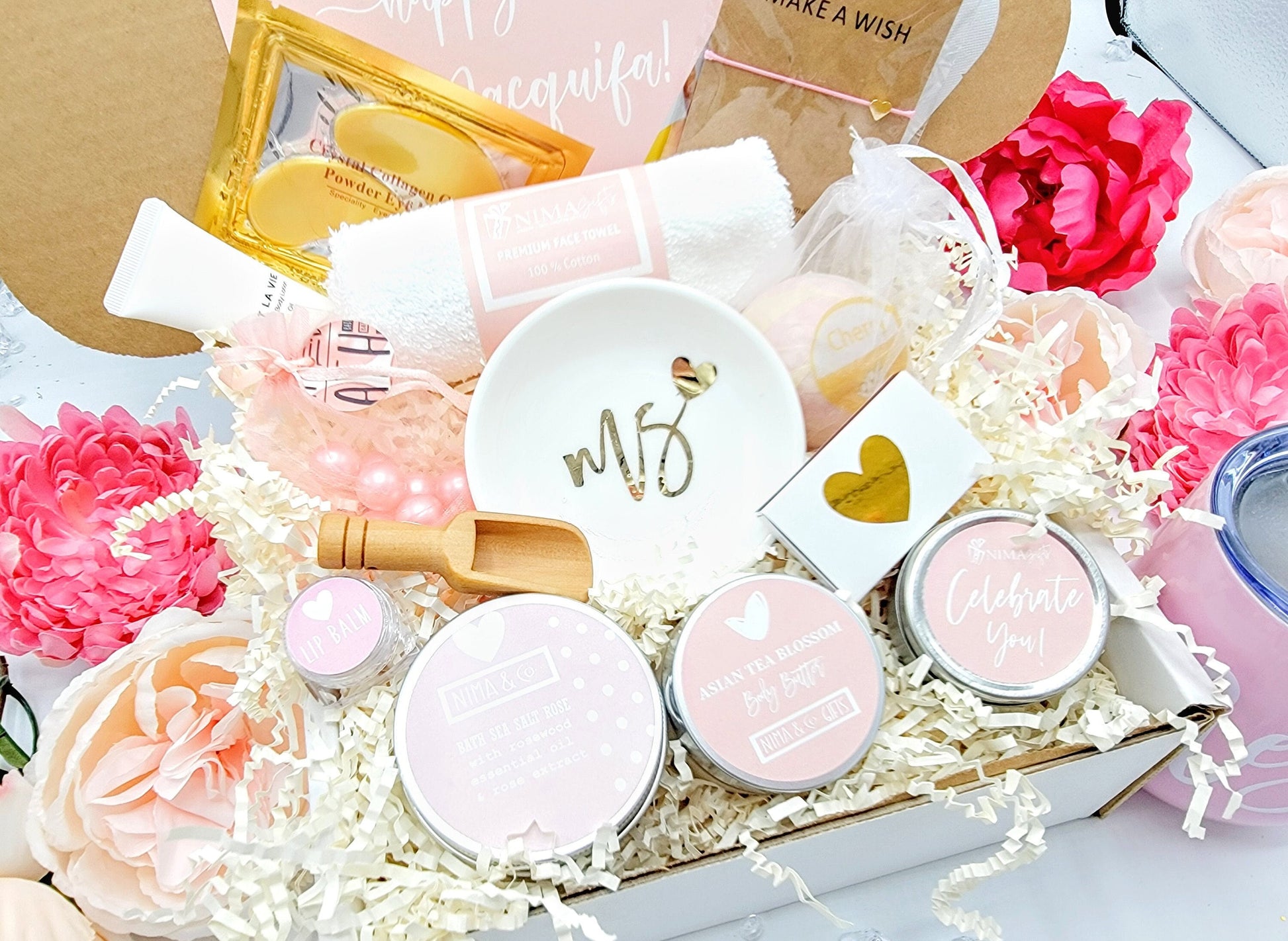 Pink Spa Best Friend Birthday Gifts Box, Birthday Gift Box for Women, Birthday Gifts For Her, Spa Birthday Basket For Friend, Christmas Gifts, Spa Gift Basket, Birthday Box, Gift Box for Women Birthday.