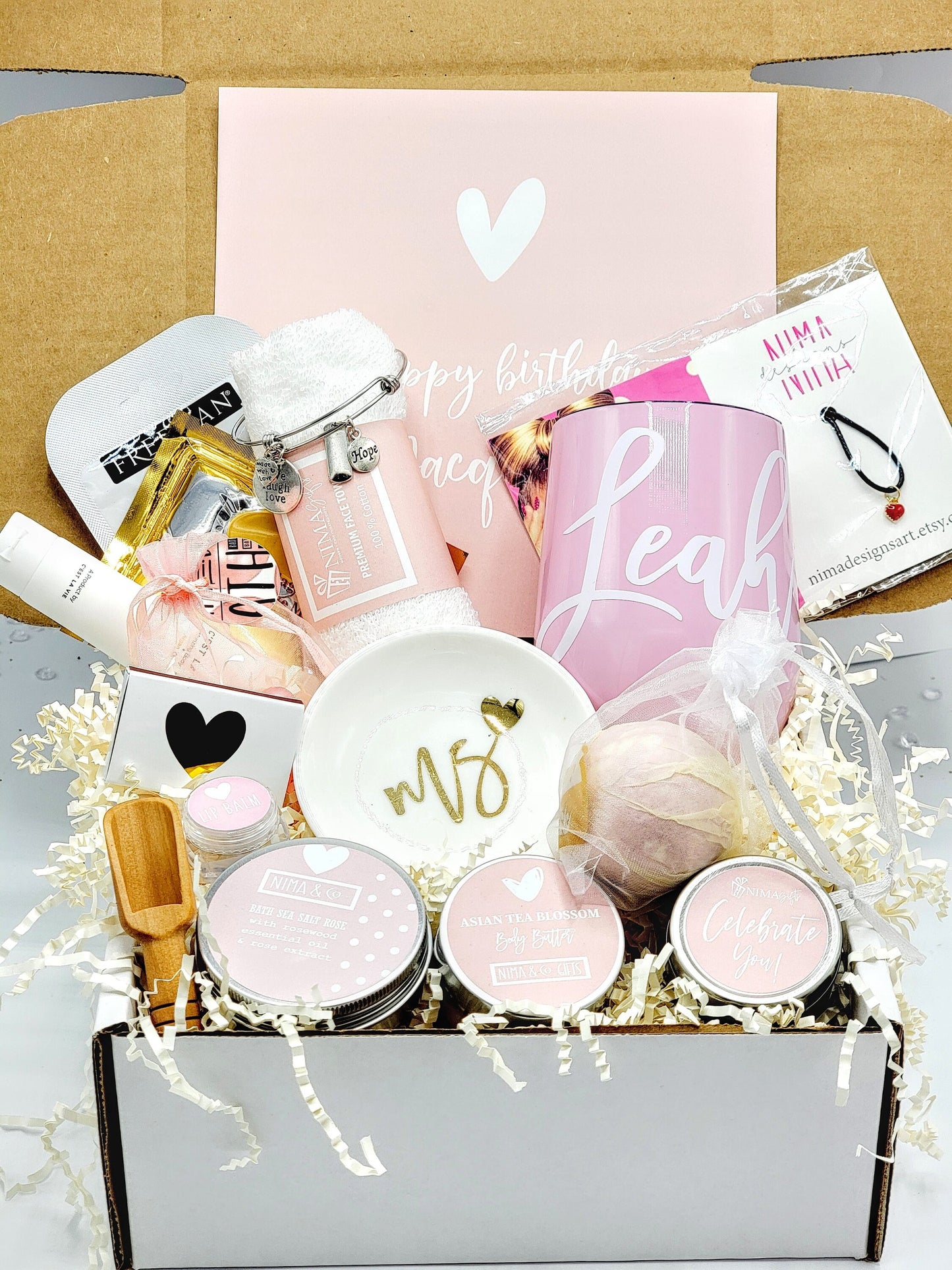 Pink Spa Best Friend Birthday Gifts Box, Birthday Gift Box for Women, Birthday Gifts For Her, Spa Birthday Basket For Friend, Christmas Gifts, Spa Gift Basket, Birthday Box, Gift Box for Women Birthday.