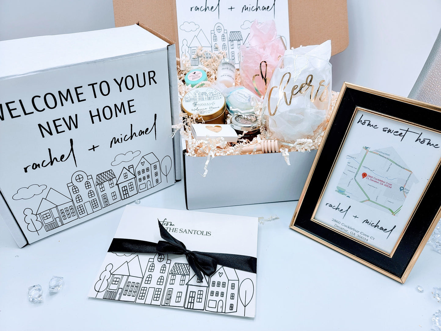 Housewarming Gift Box for Couple New Home House Warming Gift Basket First Home Gift Welcome Home Gift Basket Realtor Closing Gift Box-HWGB02