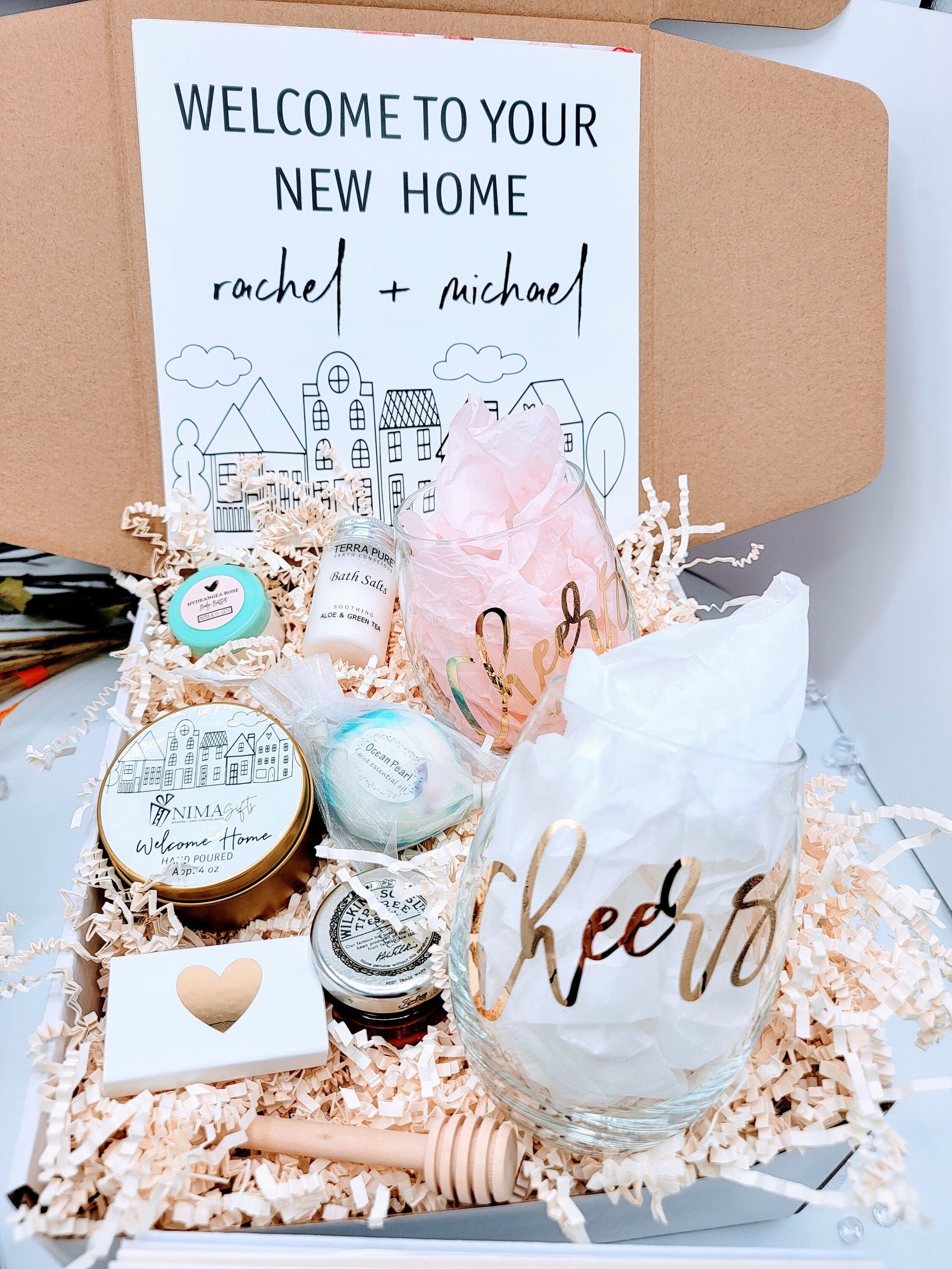 Housewarming Gift Box for Couple New Home House Warming Gift Basket First Home Gift Welcome Home Gift Basket Realtor Closing Gift Box-HWGB02