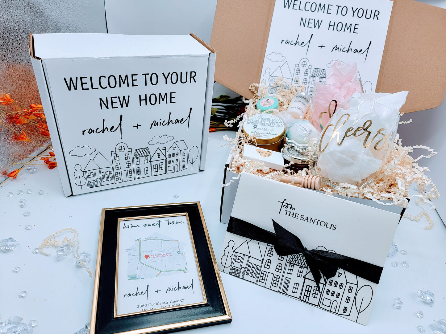 Housewarming Gift Box for Couple New Home House Warming Gift Basket First Home Gift Welcome Home Gift Basket Realtor Closing Gift Box-HWGB02