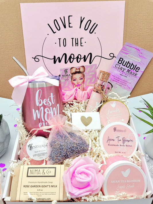 Indulge in a Personalized Lavender Spa Gift Box: Organic, Handmade, Self Care Gift Basket. Great Birthday or Mother's' Day Gift - MDGB002