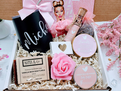 Pink Spa Best Friend Birthday Gifts Box, Birthday Gift Box for Women, Birthday Gifts For Her, Spa Birthday Basket For Friend, Christmas Gifts, Spa Gift Basket, Birthday Box, Gift Box for Women Birthday.