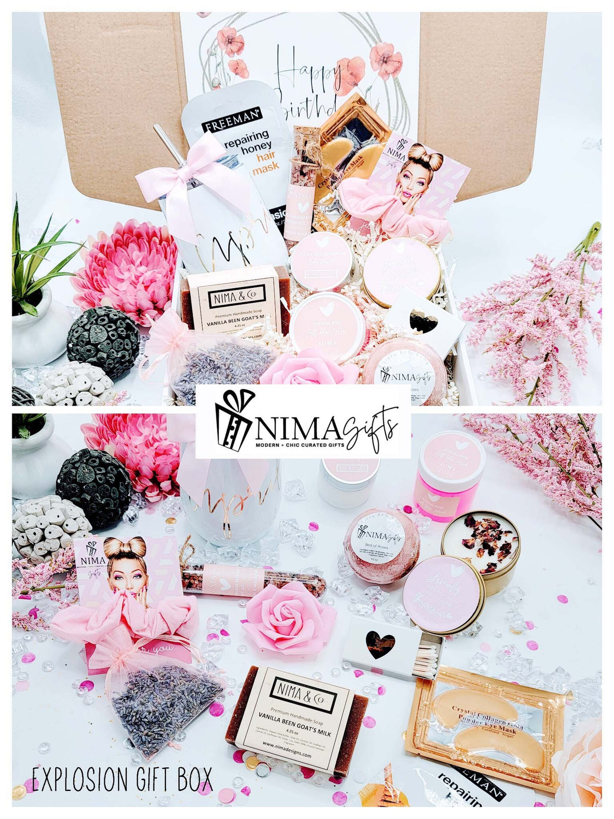 Pink Spa Best Friend Birthday Gifts Box, Birthday Gift Box for Women, Birthday Gifts For Her, Spa Birthday Basket For Friend, Christmas Gifts, Spa Gift Basket, Birthday Box, Gift Box for Women Birthday.