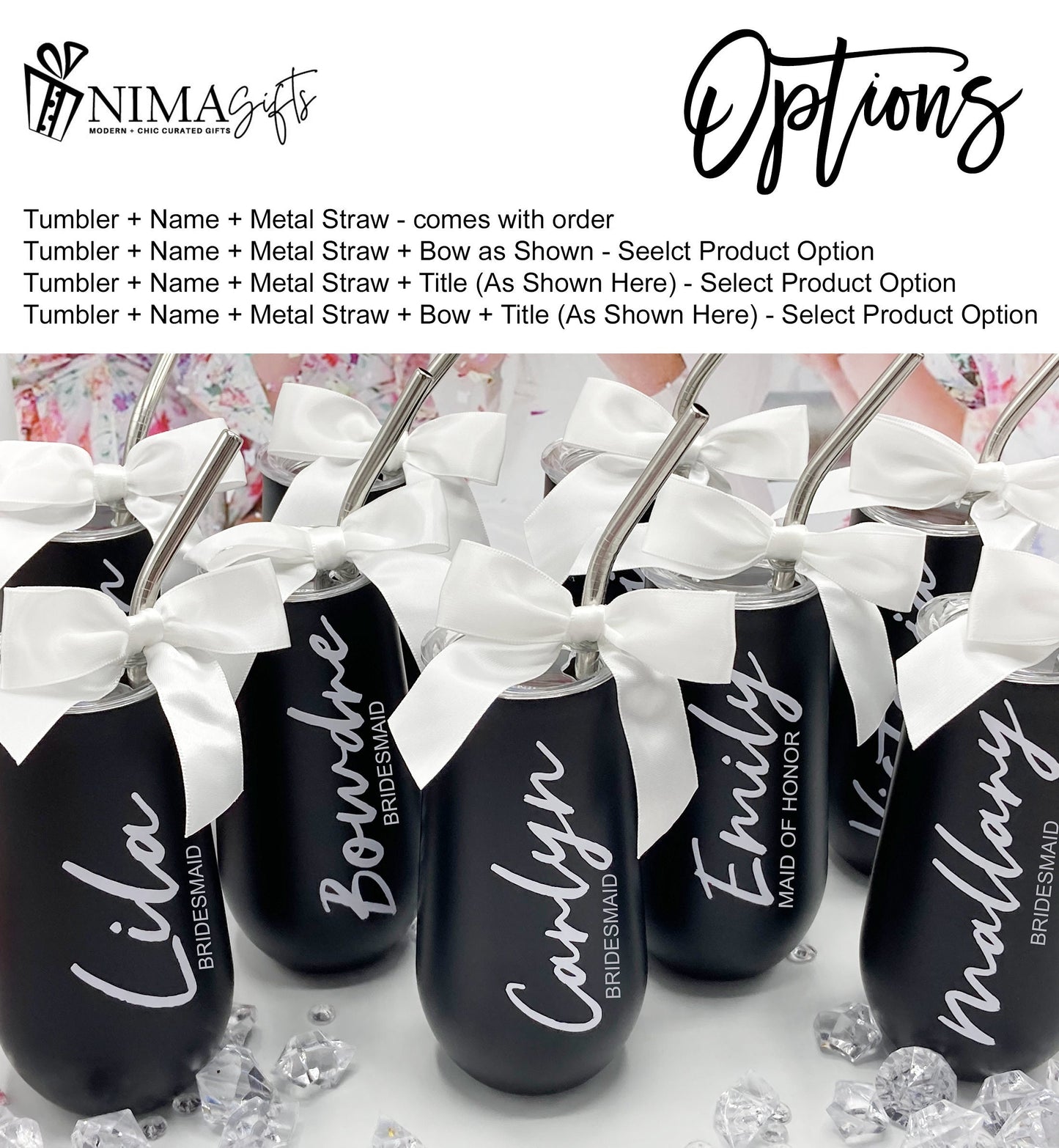 personalized tumbler, bridesmaid gift, wine tumbler, bridal party gifts, custom wine glasses, bachelorette tumbler, champagne flutes, wedding flutes, champagne glasses, personalized gift, bridesmaid tumbler, bridesmaid proposal, nimagiftsco